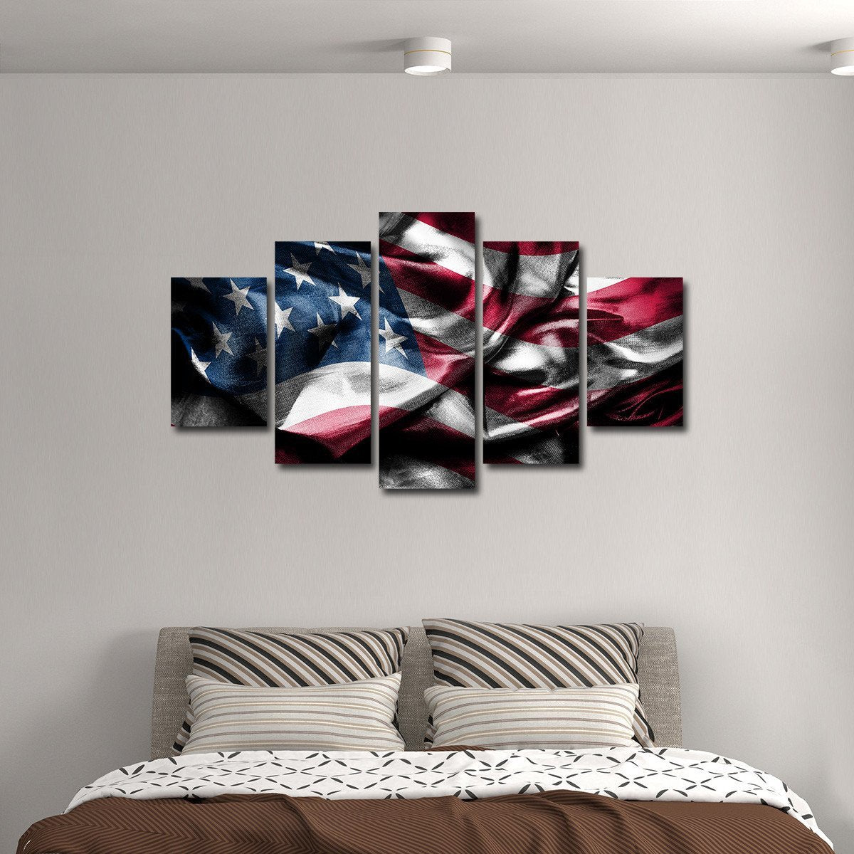 Waving America Flag Multi Panel Canvas Wall Art