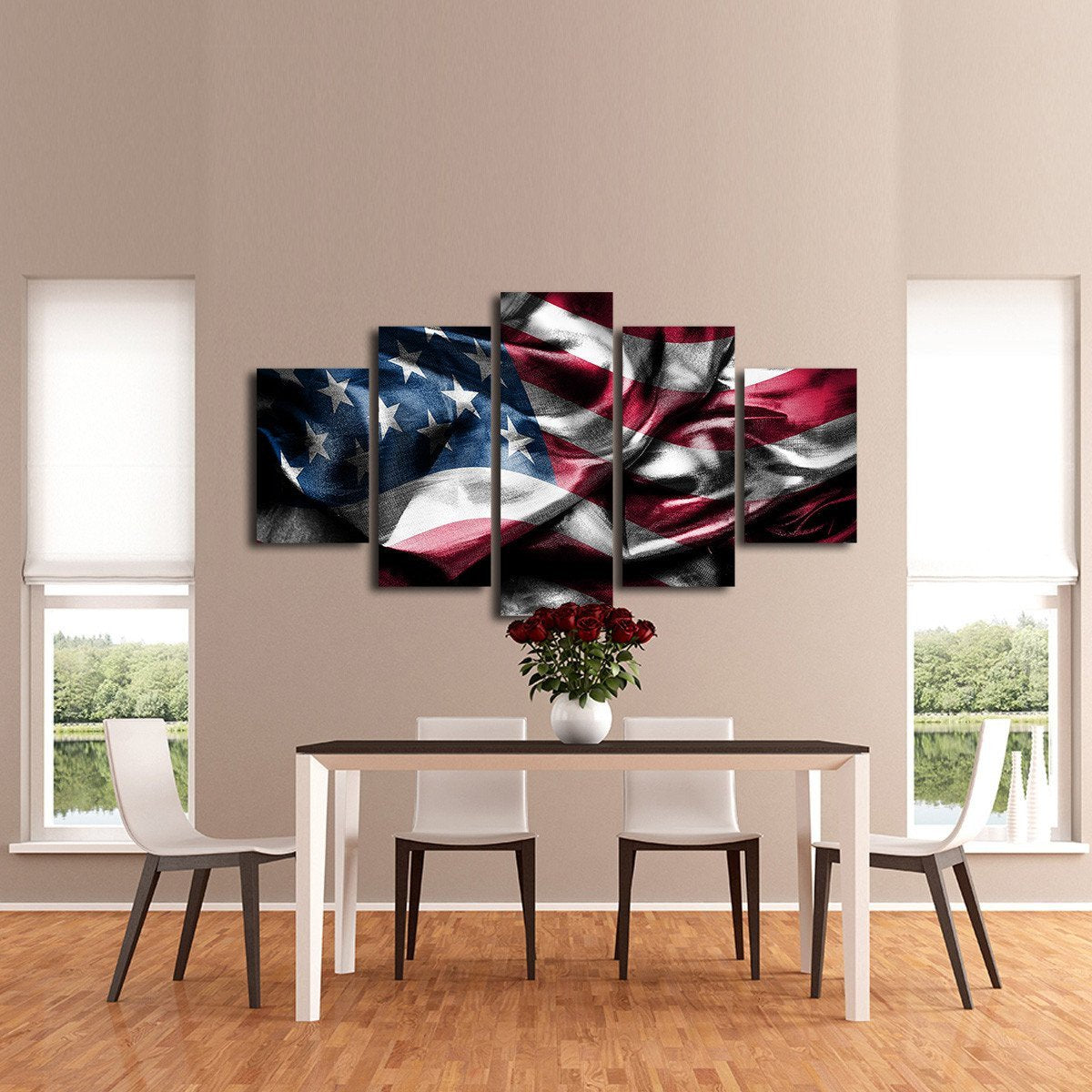 Waving America Flag Multi Panel Canvas Wall Art