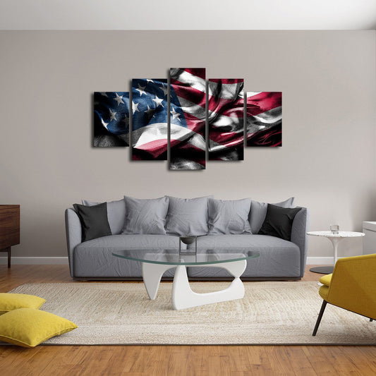 Waving America Flag Multi Panel Canvas Wall Art