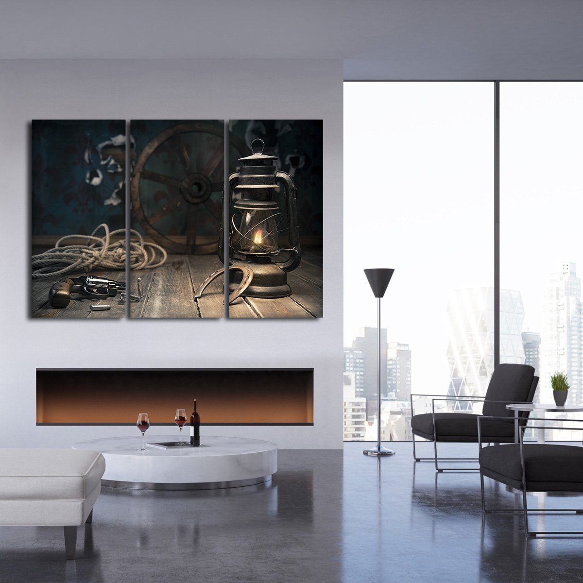 Western Style Multi Panel Canvas Wall Art