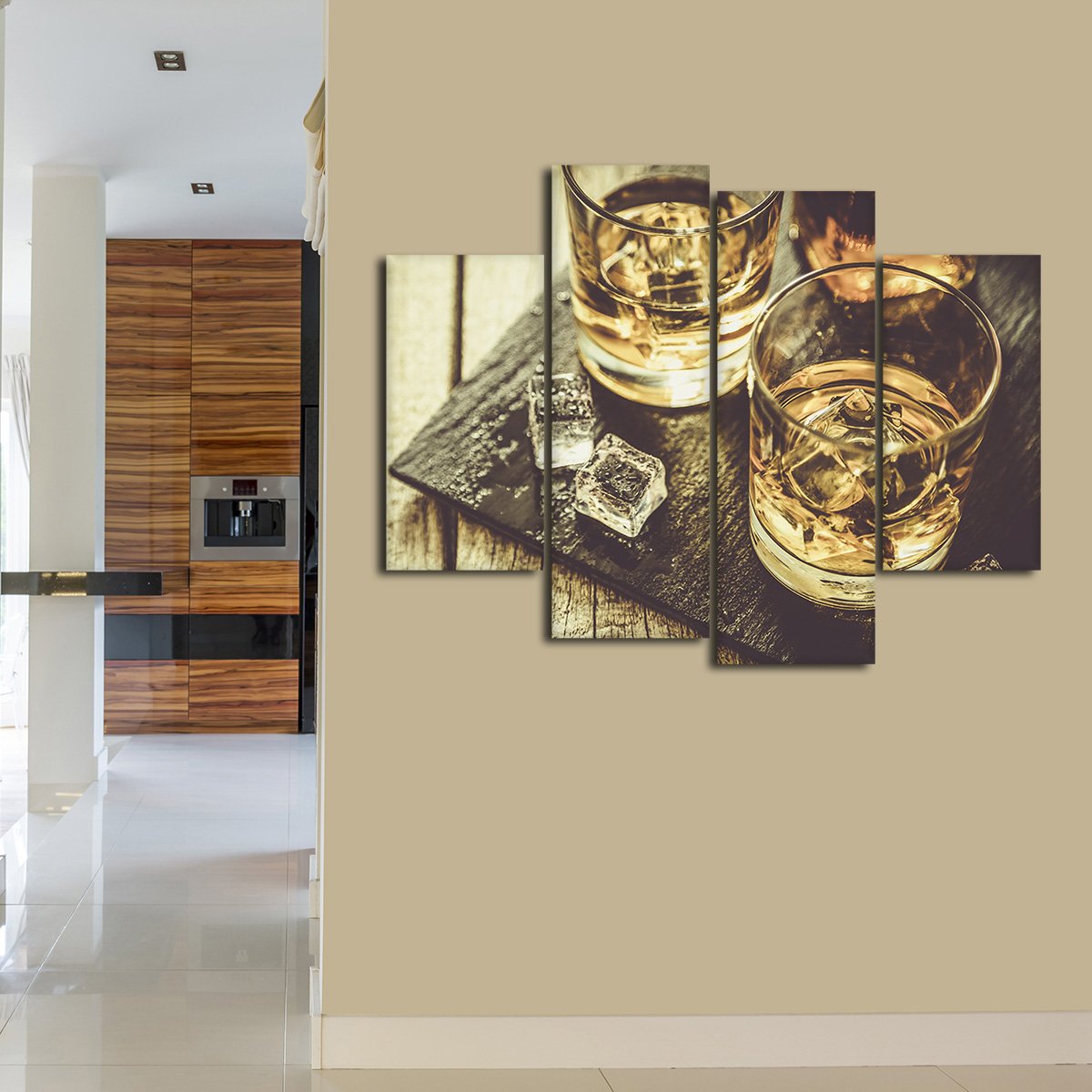 Whiskey Rocks Multi Panel Canvas Wall Art