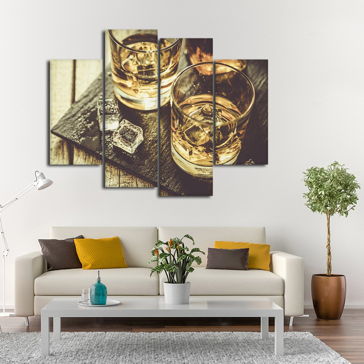 Whiskey Rocks Multi Panel Canvas Wall Art