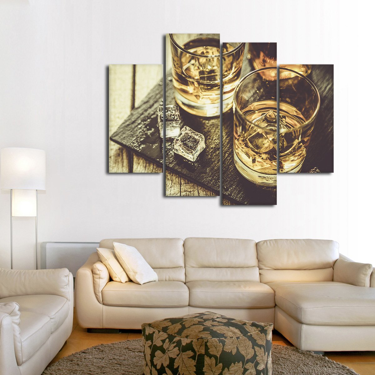 Whiskey Rocks Multi Panel Canvas Wall Art
