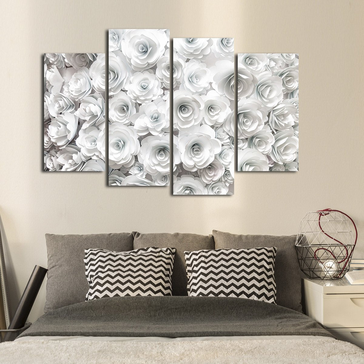 White Roses Multi Panel Canvas Wall Art