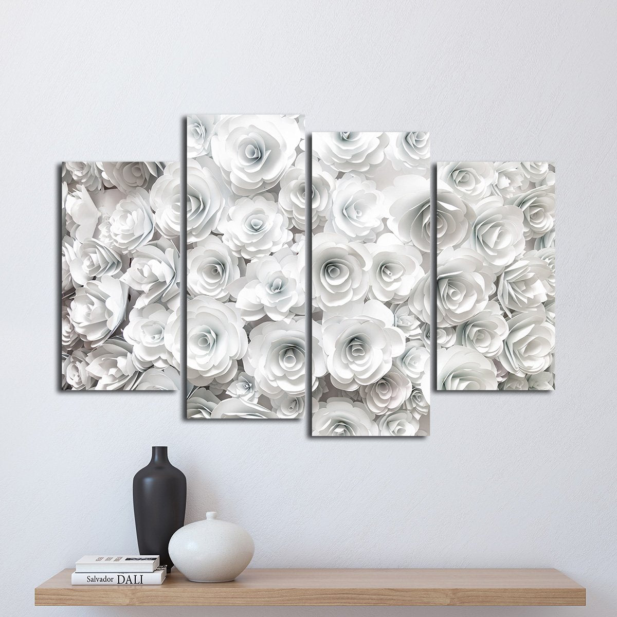 White Roses Multi Panel Canvas Wall Art
