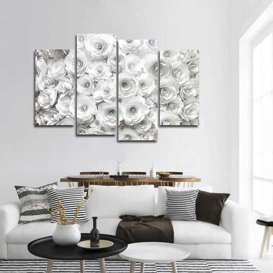 White Roses Multi Panel Canvas Wall Art