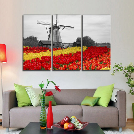Windmill Tulip Pop Multi Panel Canvas Wall Art