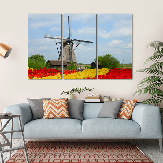 Windmill Tulip Multi Panel Canvas Wall Art