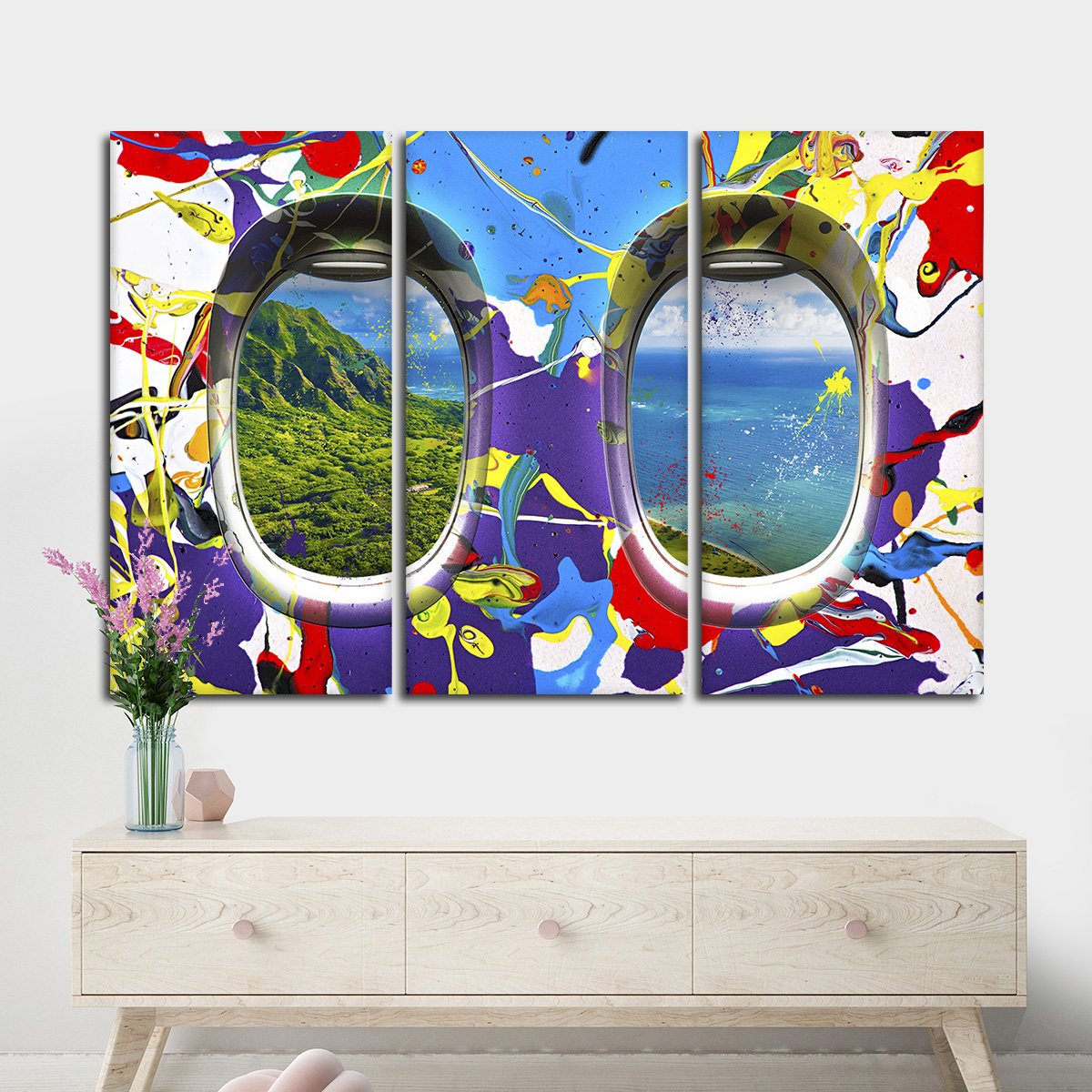 Window Seat Ocean View Multi Panel Canvas Wall Art