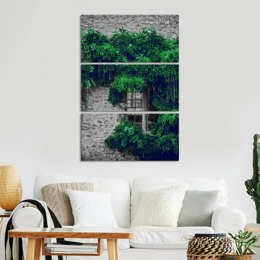 Windows With Greenery Multi Panel Canvas Wall Art