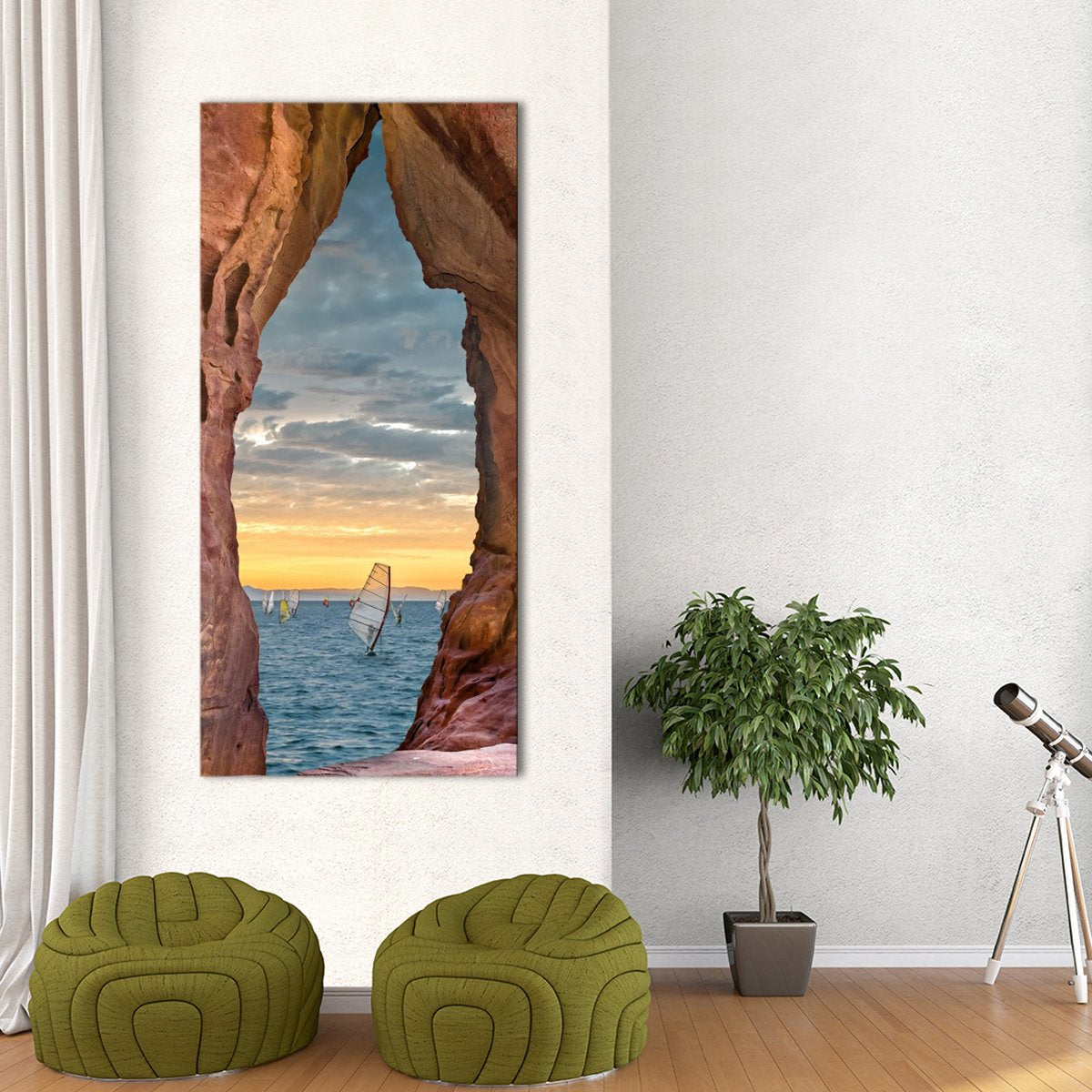 Windsurfing Cave Multi Panel Canvas Wall Art