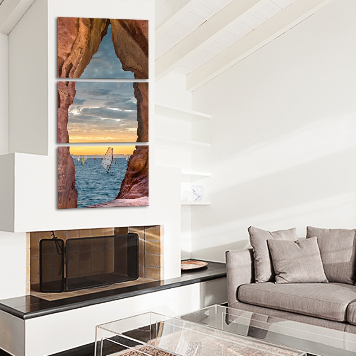 Windsurfing Cave Multi Panel Canvas Wall Art