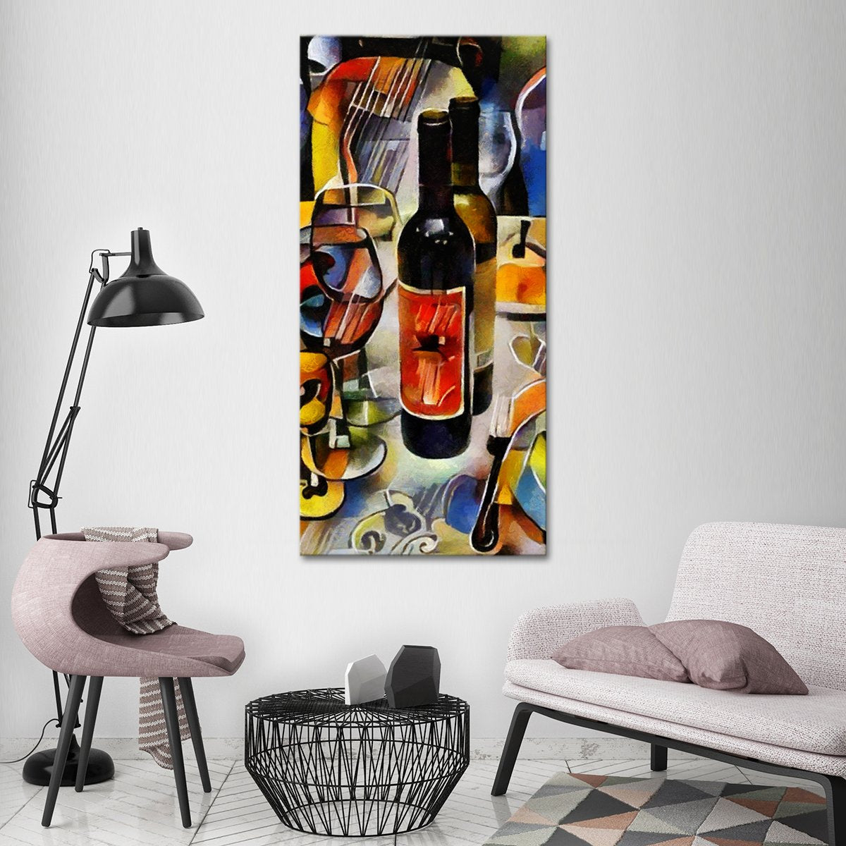 Wine Bottle Still Life Multi Panel Canvas Wall Art