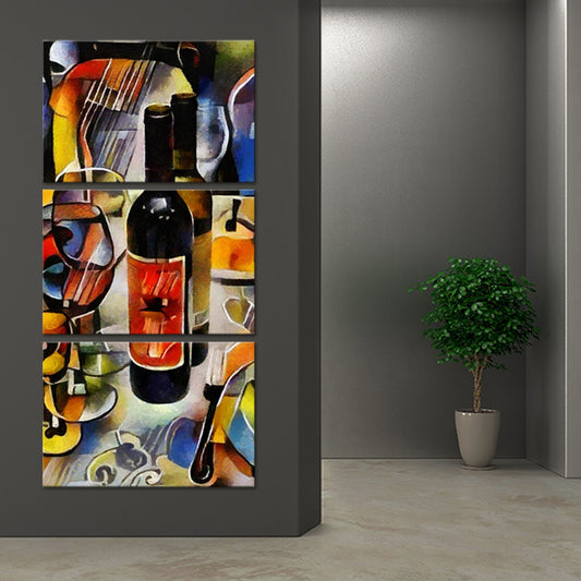 Wine Bottle Still Life Multi Panel Canvas Wall Art
