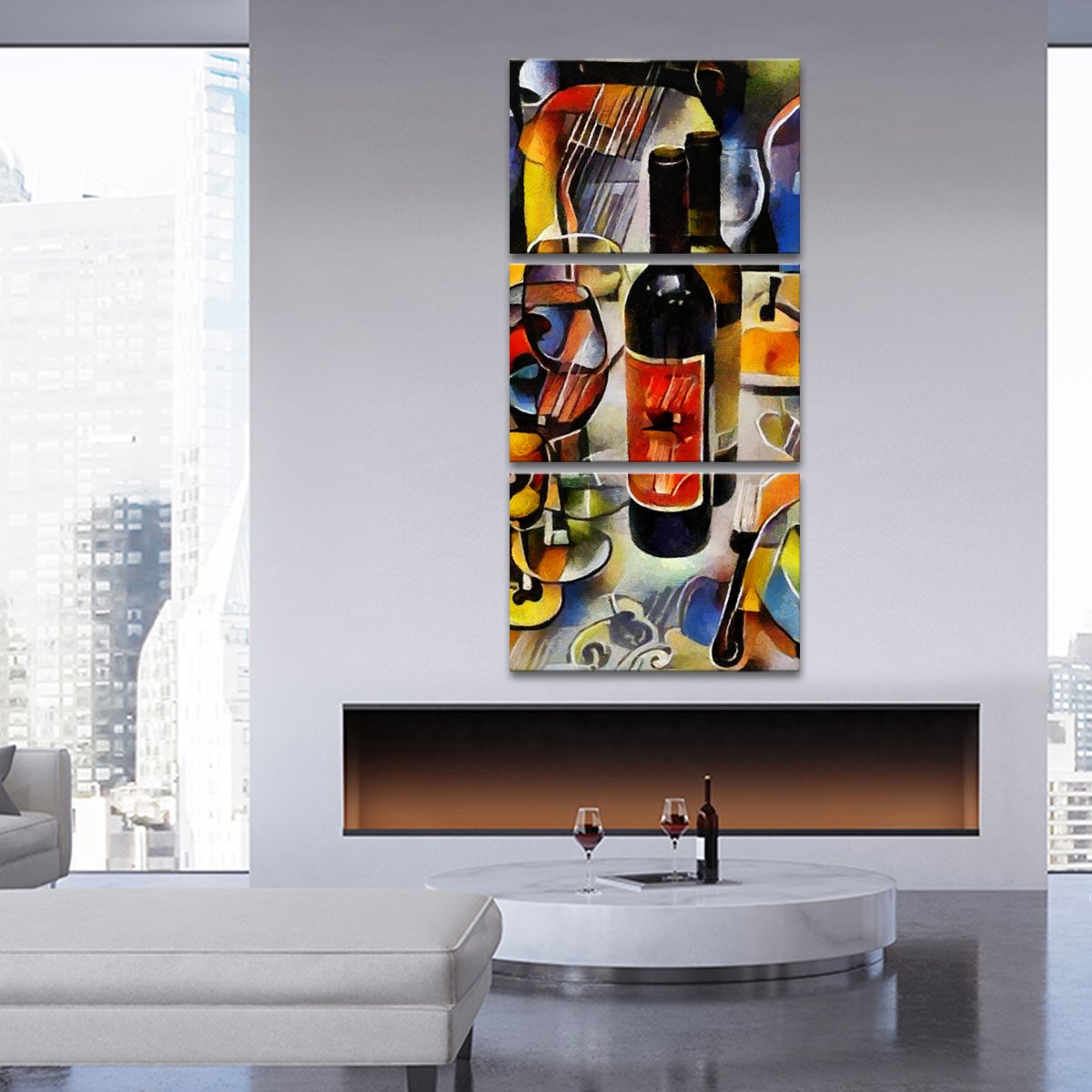 Wine Bottle Still Life Multi Panel Canvas Wall Art