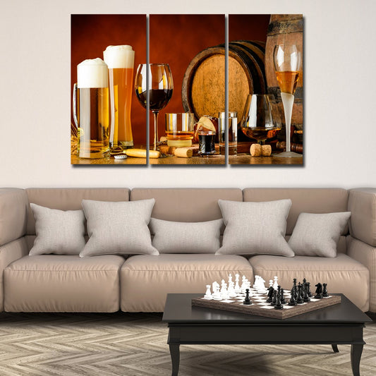 Wine Spirits Beer Multi Panel Canvas Wall Art