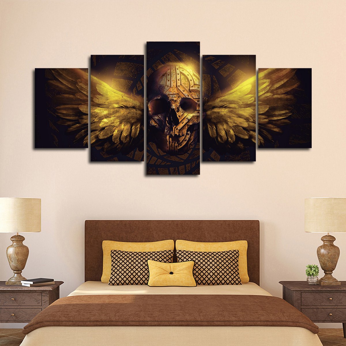 Winged Skull Multi Panel Canvas Wall Art