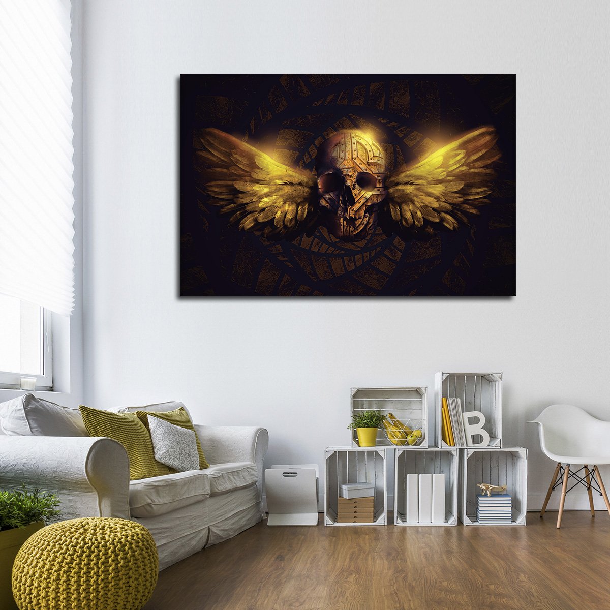 Winged Skull Multi Panel Canvas Wall Art