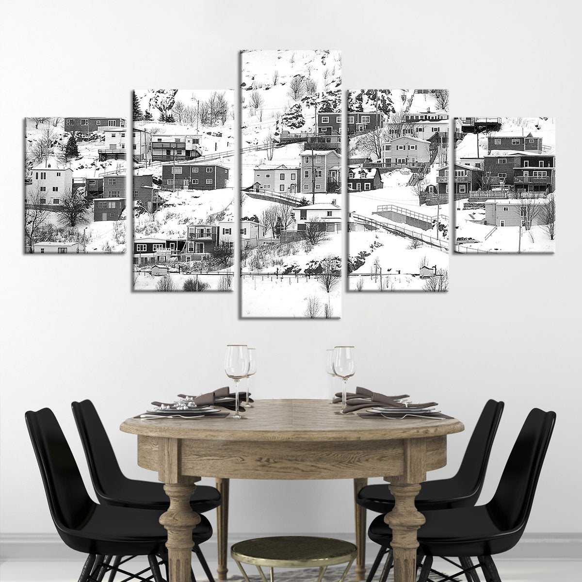 Winter Village Multi Panel Canvas Wall Art