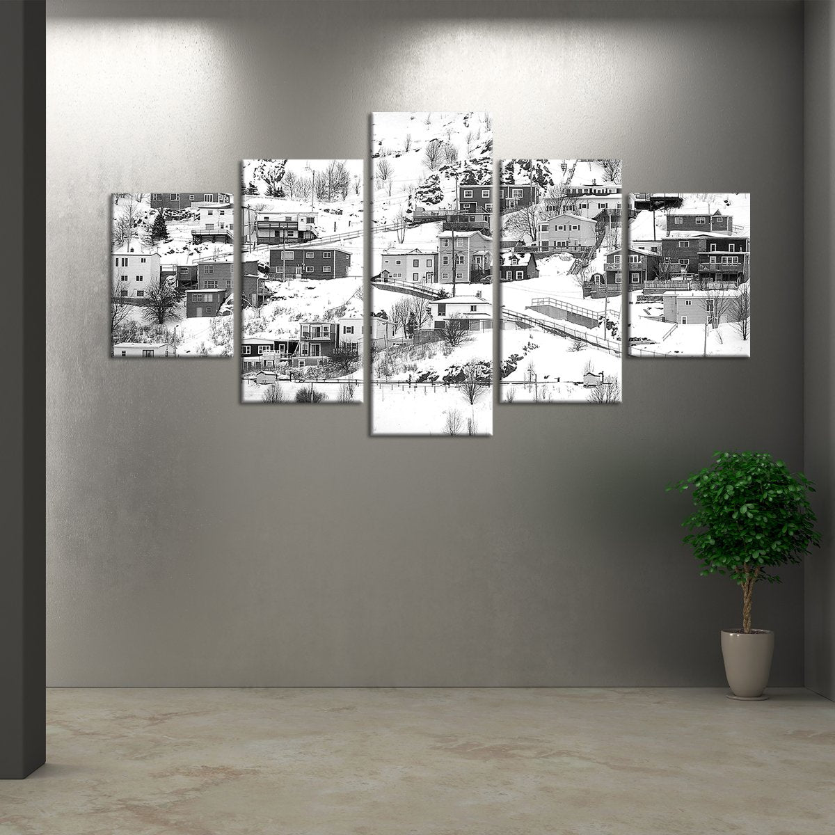 Winter Village Multi Panel Canvas Wall Art