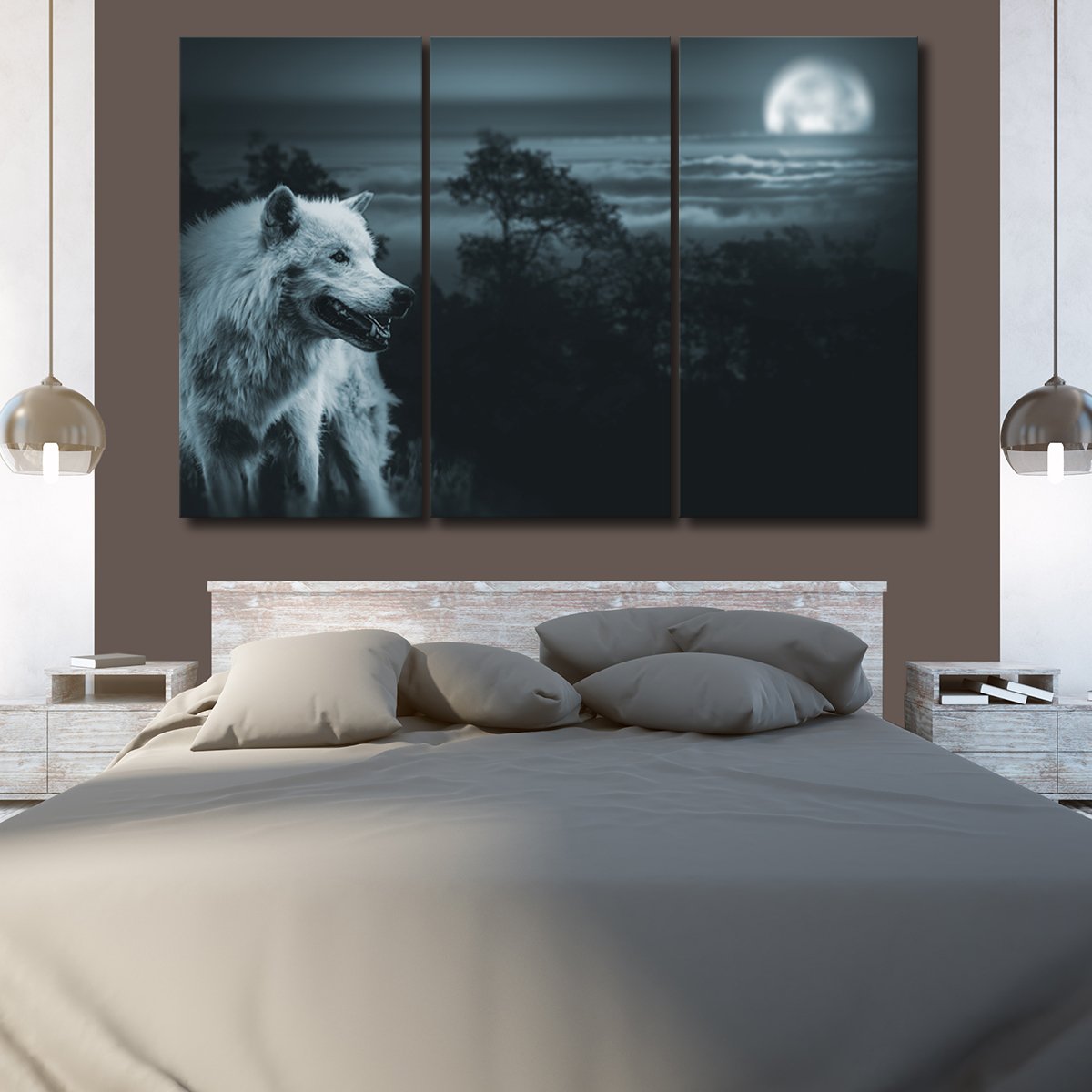 Wolves Night Multi Panel Canvas Wall Art