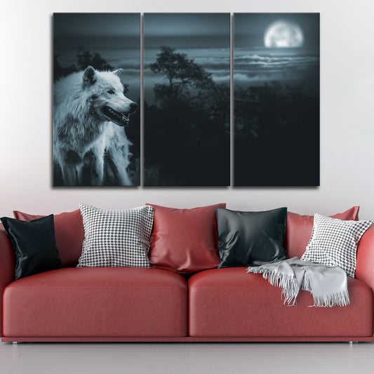 Wolves Night Multi Panel Canvas Wall Art