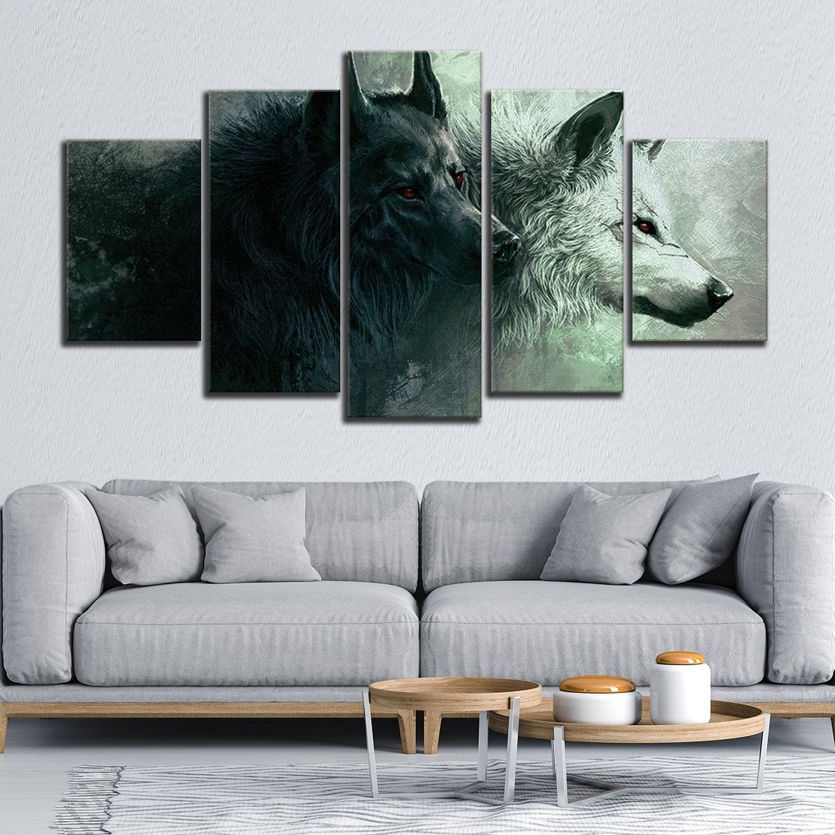 Wolves on the Hunt Multi Panel Canvas Wall Art
