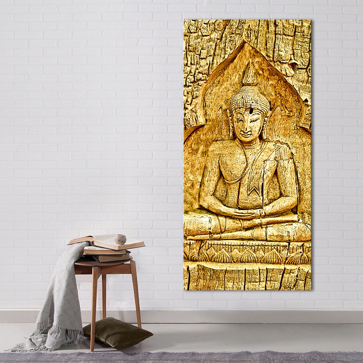 Wood Carving Buddha Multi Panel Canvas Wall Art