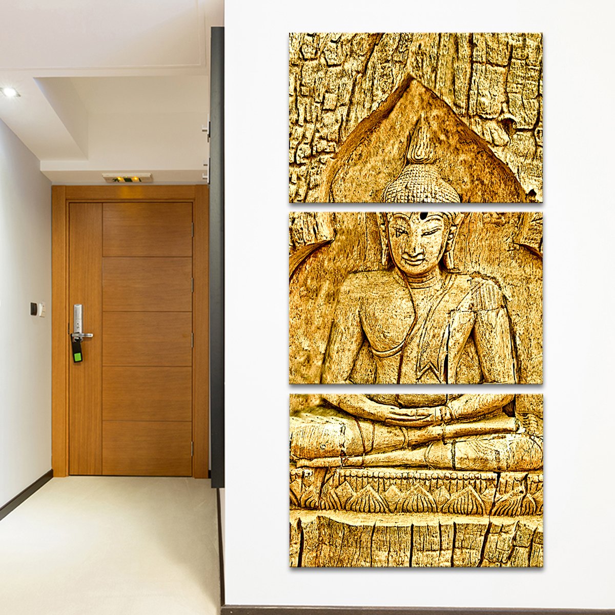 Wood Carving Buddha Multi Panel Canvas Wall Art