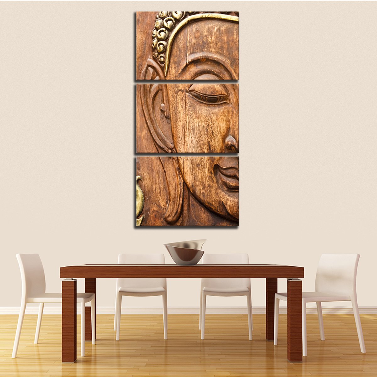 Wooden Buddha Multi Panel Canvas Wall Art