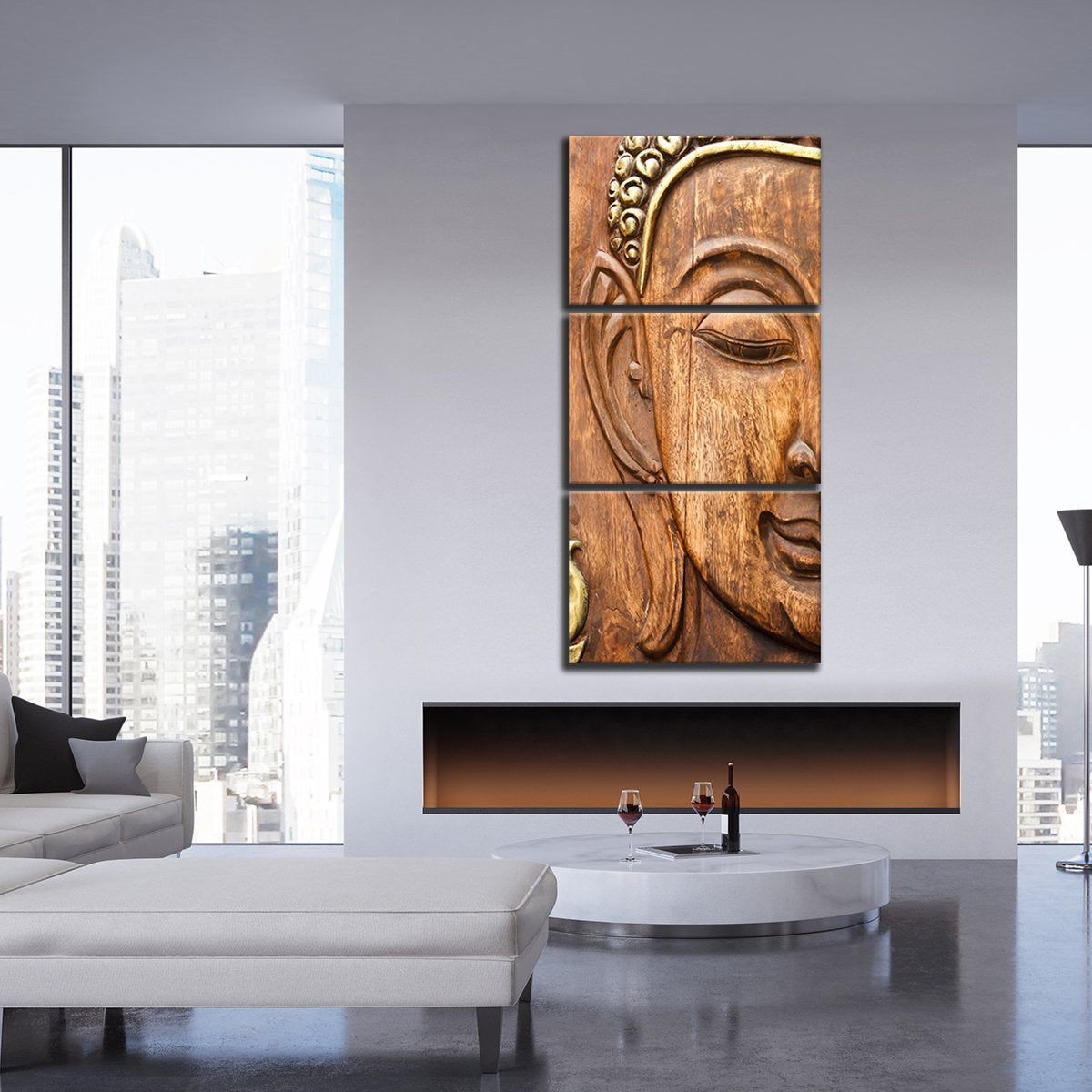 Wooden Buddha Multi Panel Canvas Wall Art