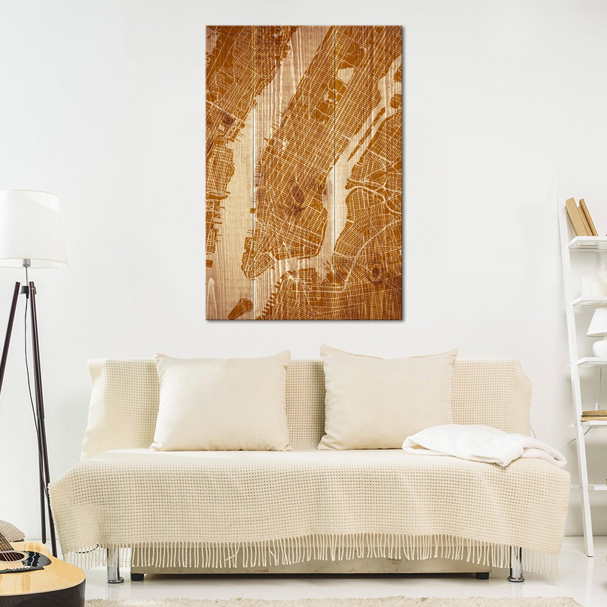 Wooden NYC Map Multi Panel Canvas Wall Art