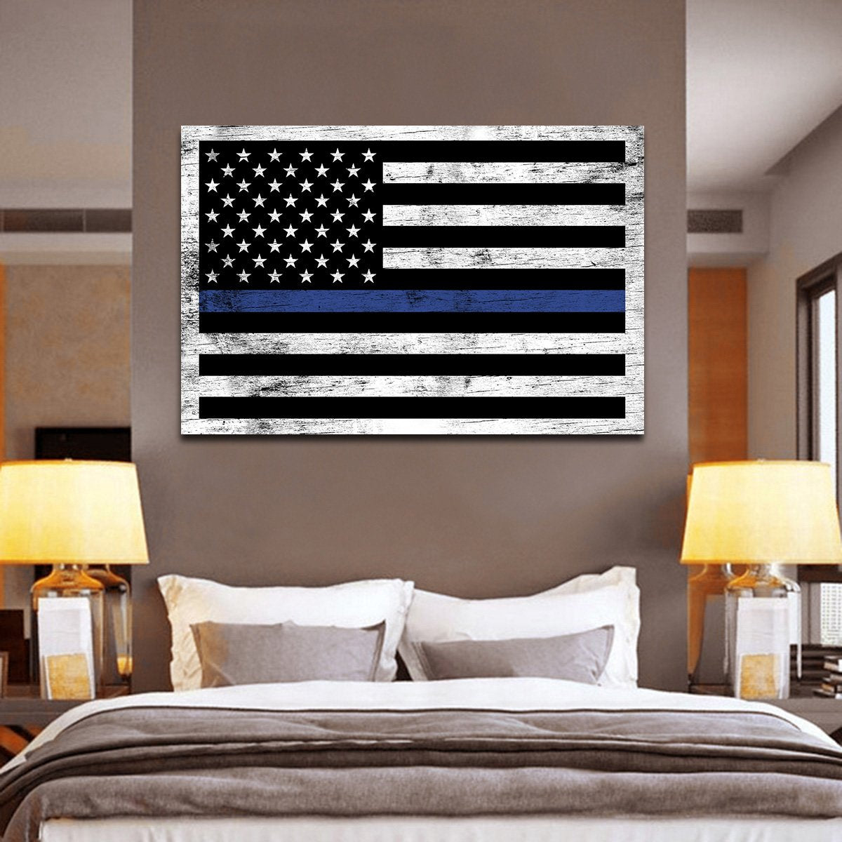 Wooden Police Flag Multi Panel Canvas Wall Art