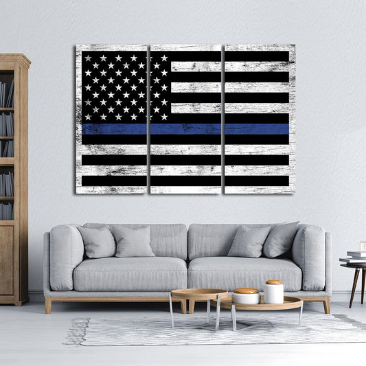 Wooden Police Flag Multi Panel Canvas Wall Art