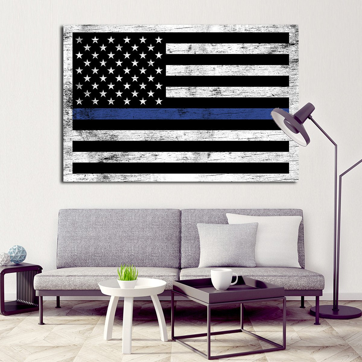 Wooden Police Flag Multi Panel Canvas Wall Art