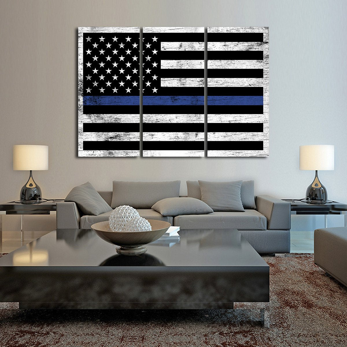 Wooden Police Flag Multi Panel Canvas Wall Art