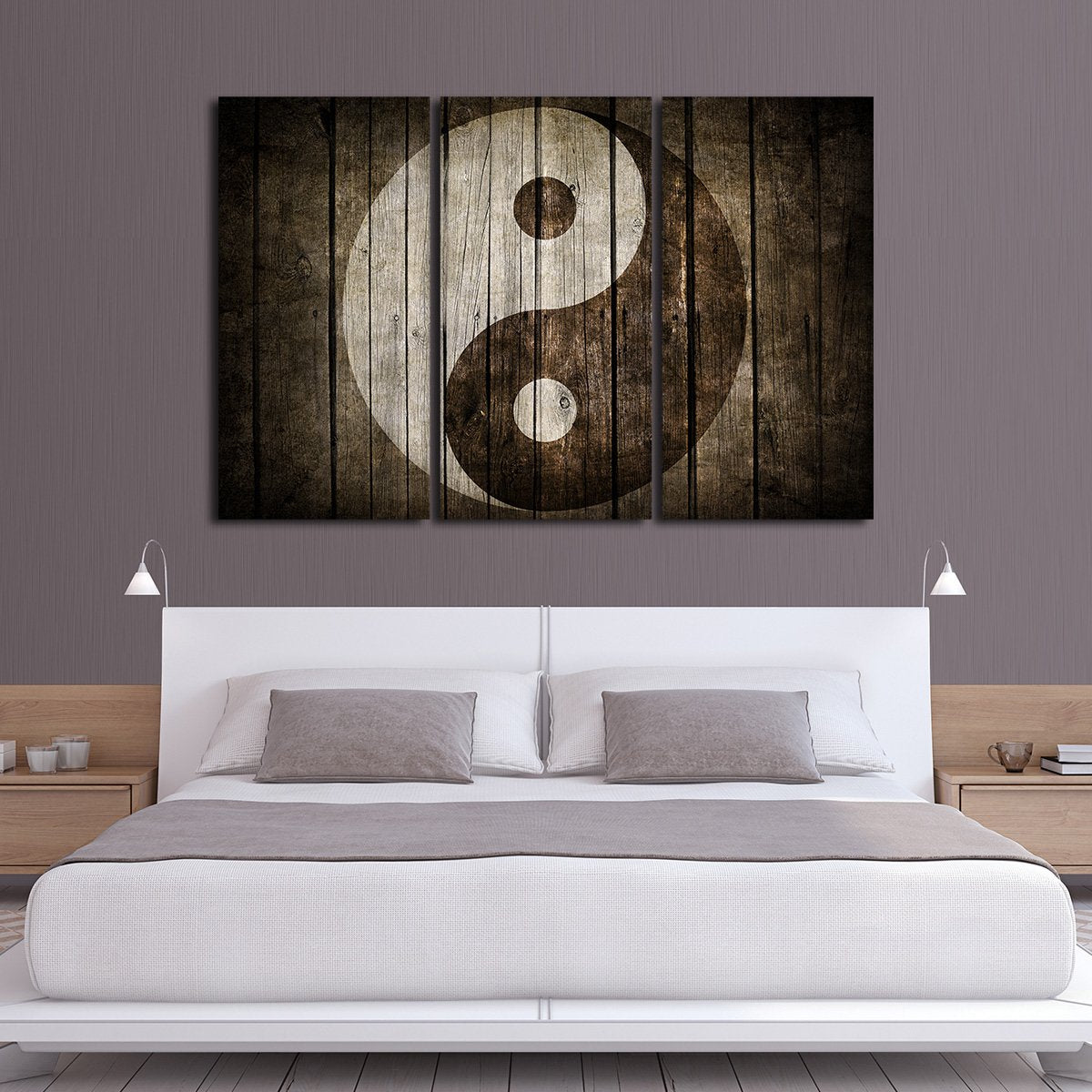 Wooden Yin Yang Multi Panel Canvas Wall Art