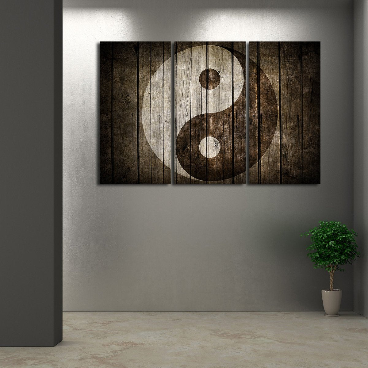 Wooden Yin Yang Multi Panel Canvas Wall Art