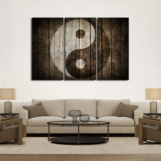 Wooden Yin Yang Multi Panel Canvas Wall Art