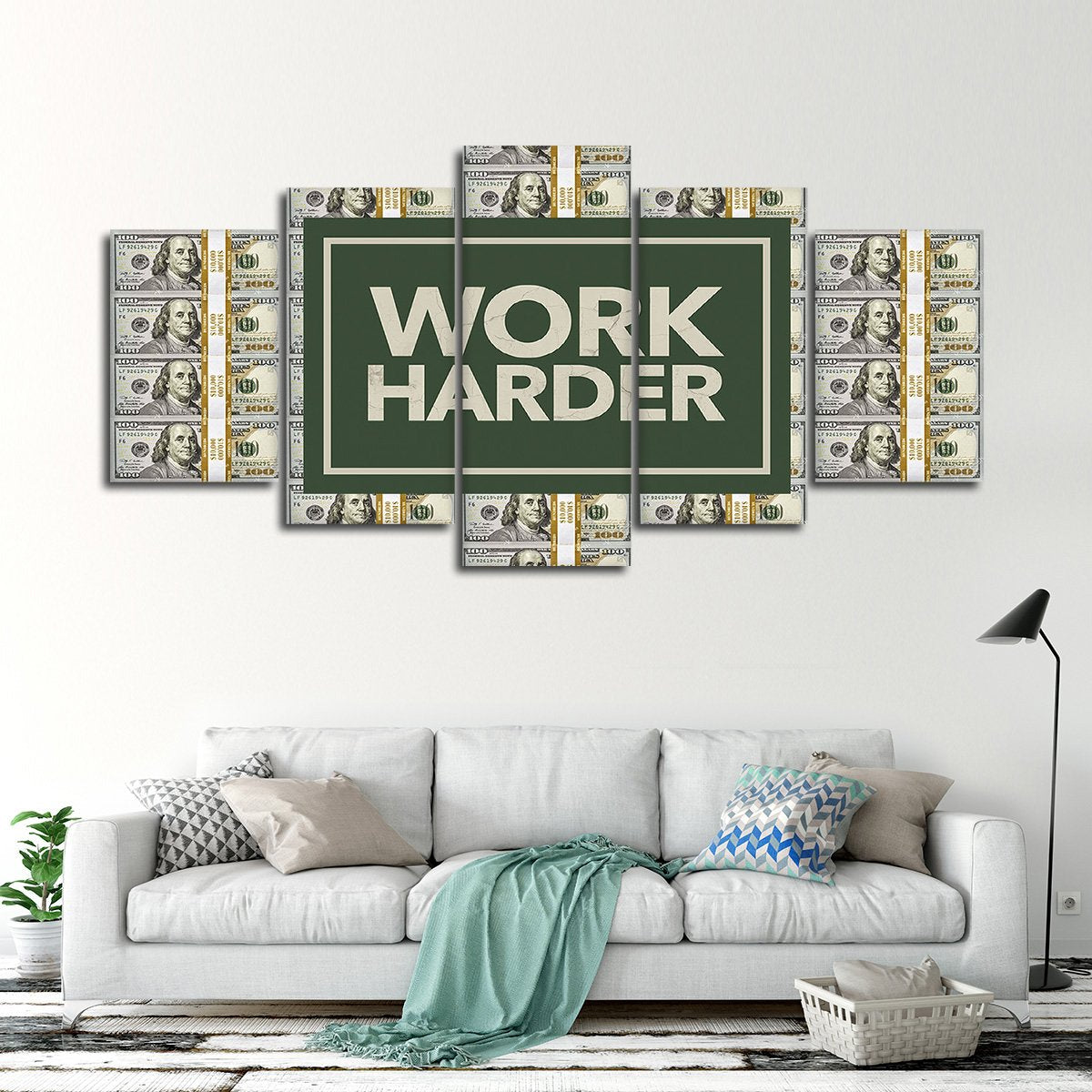 Work Harder Multi Panel Canvas Wall Art