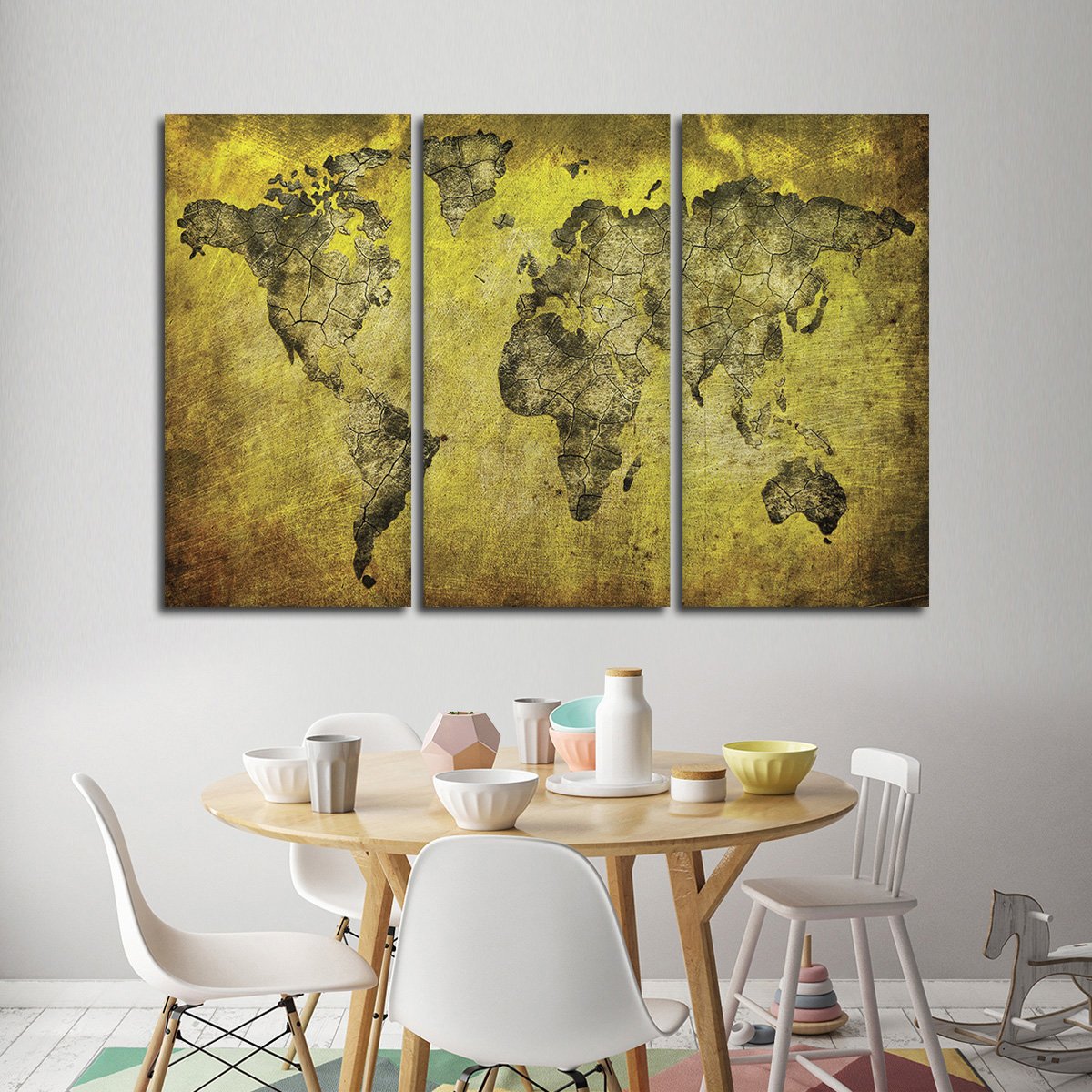 World Is Your Oyster Map Multi Panel Canvas Wall Art