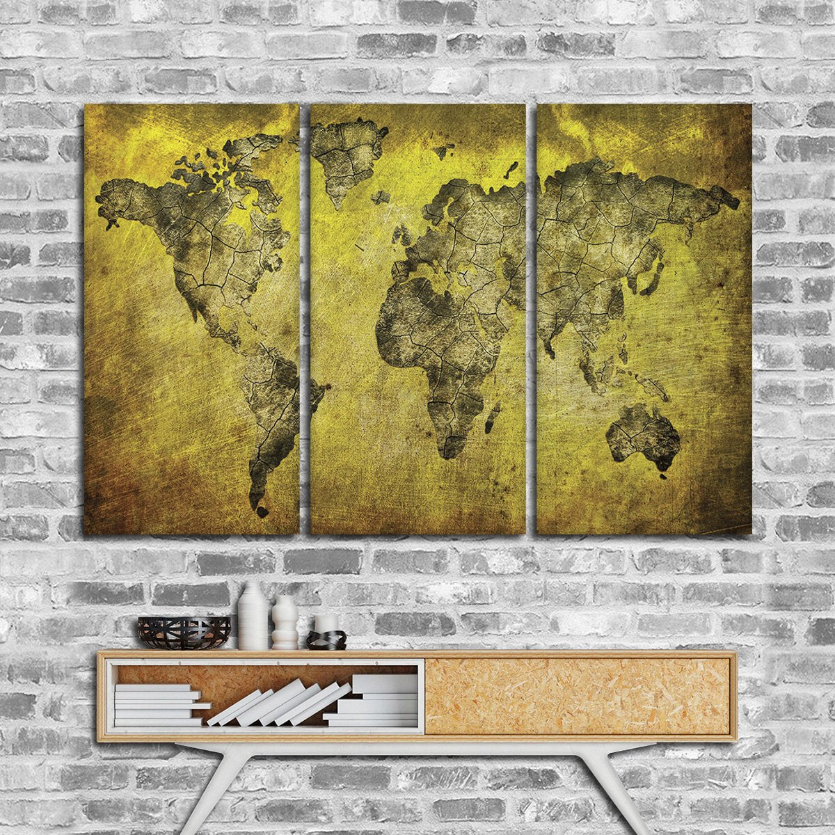 World Is Your Oyster Map Multi Panel Canvas Wall Art