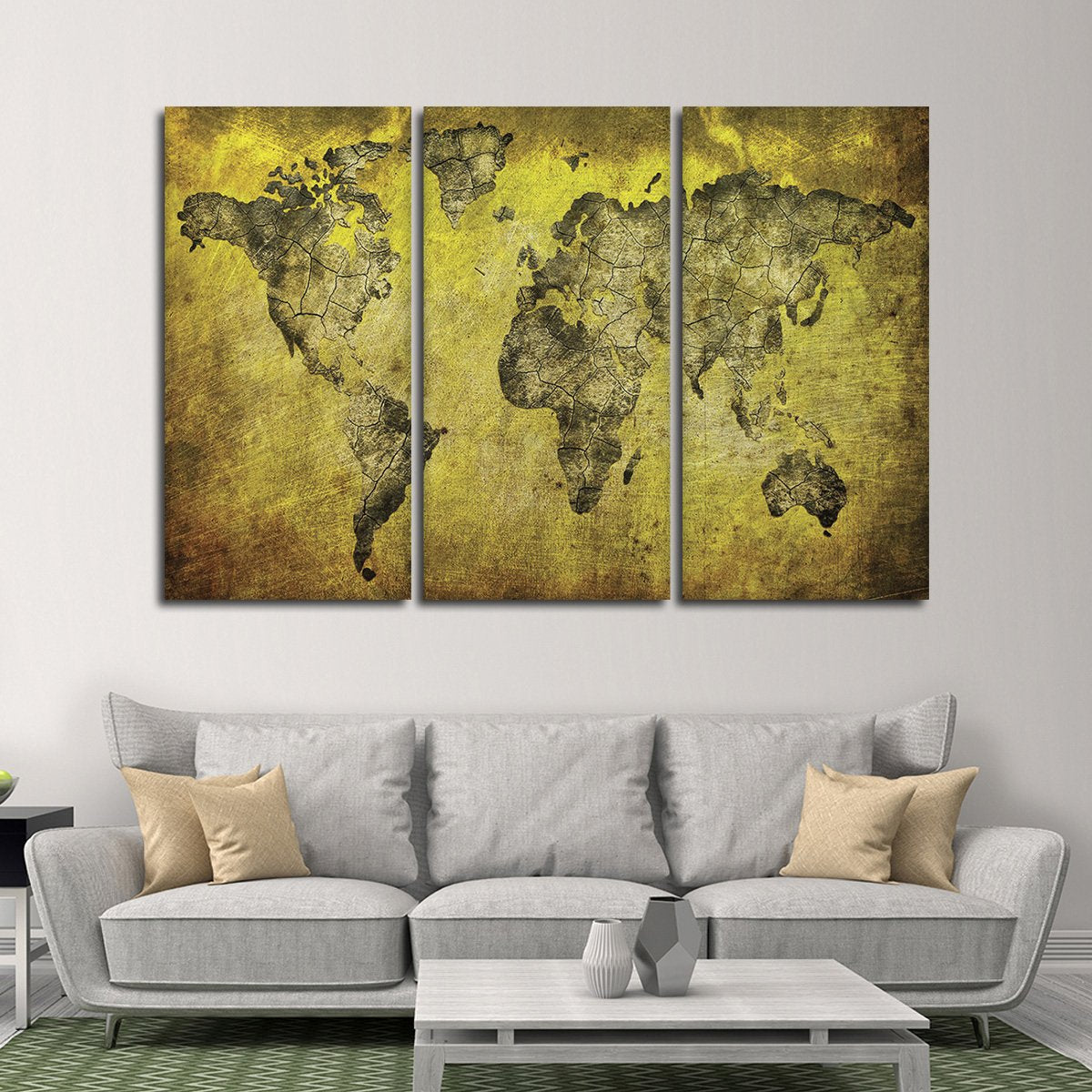 World Is Your Oyster Map Multi Panel Canvas Wall Art