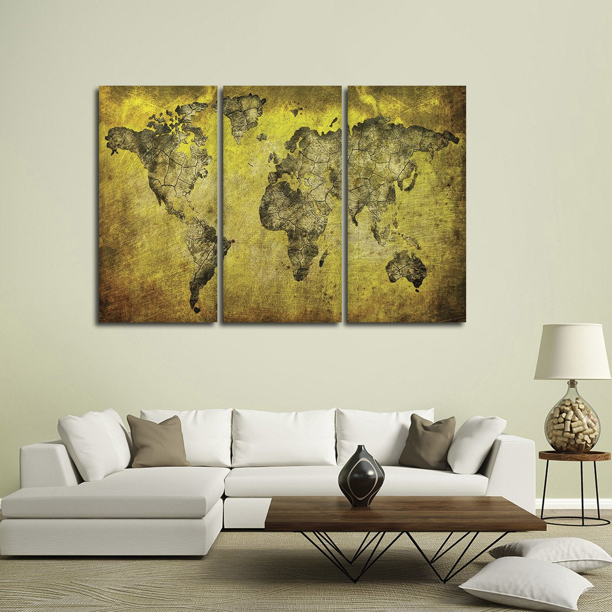 World Is Your Oyster Map Multi Panel Canvas Wall Art