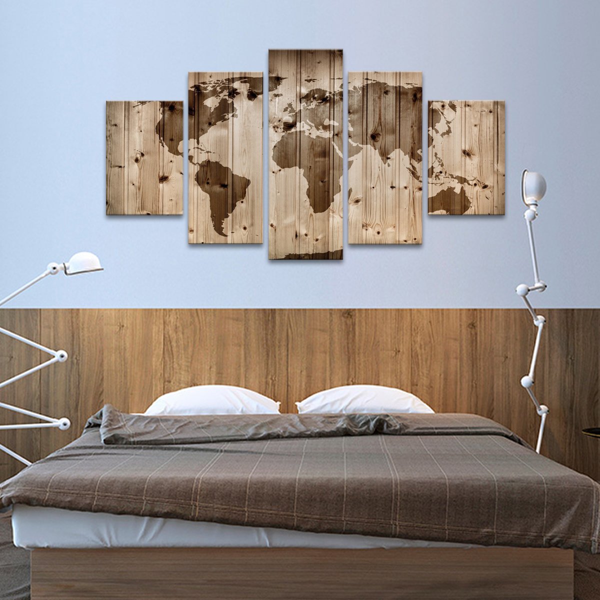 World Map Wall Multi Panel Canvas Wall Art