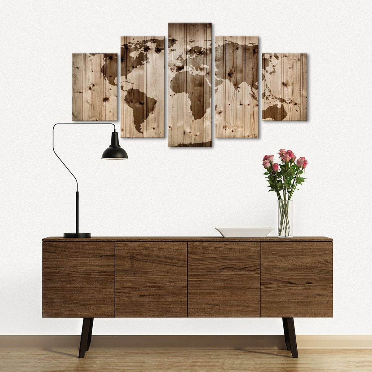 World Map Wall Multi Panel Canvas Wall Art