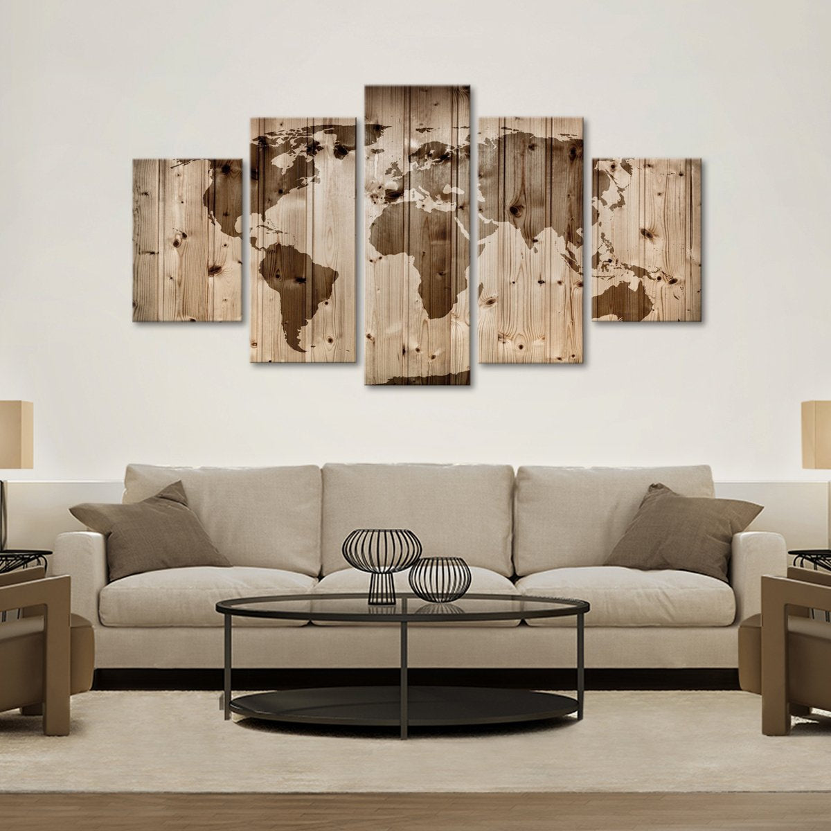 World Map Wall Multi Panel Canvas Wall Art