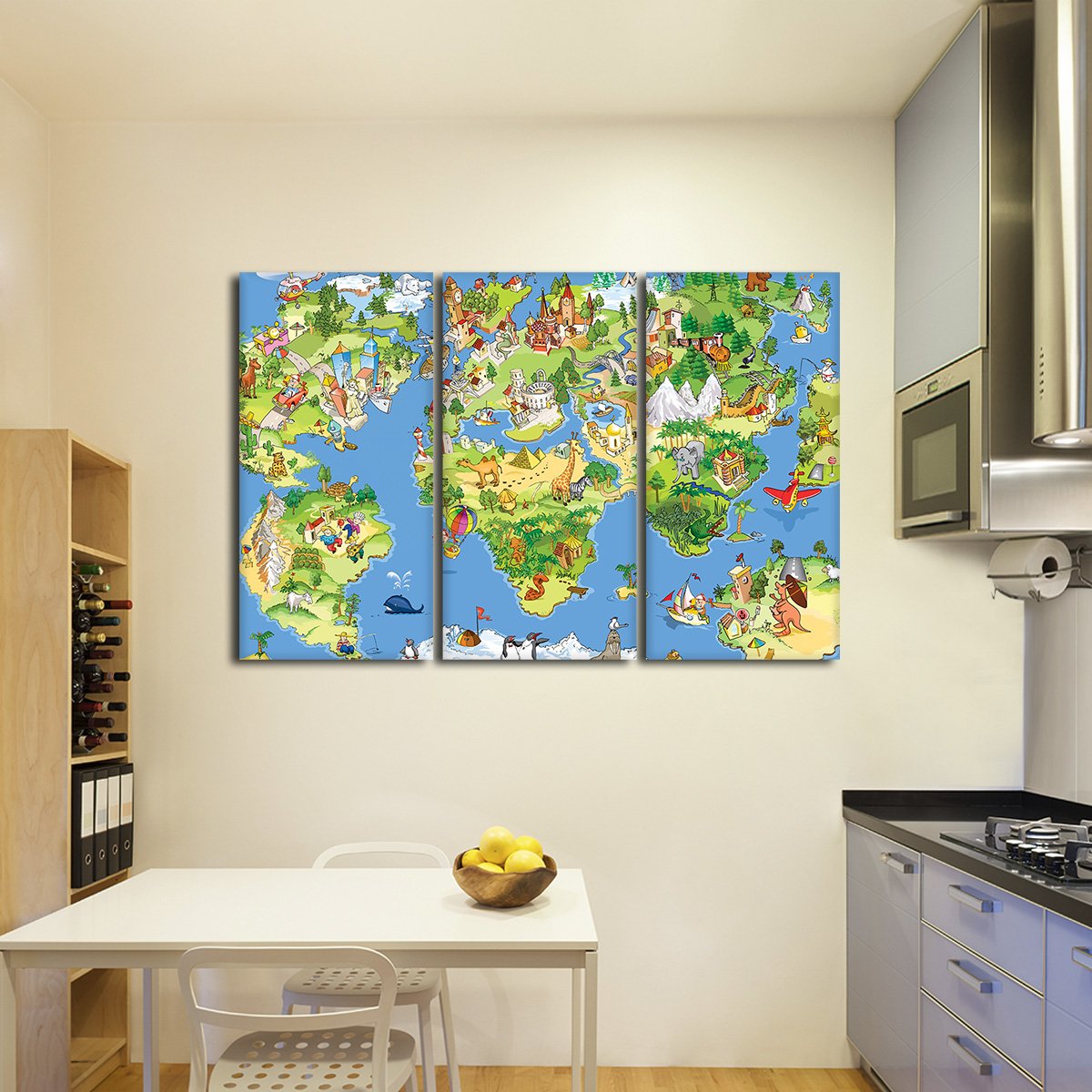World Map Adventure Multi Panel Canvas Wall Art