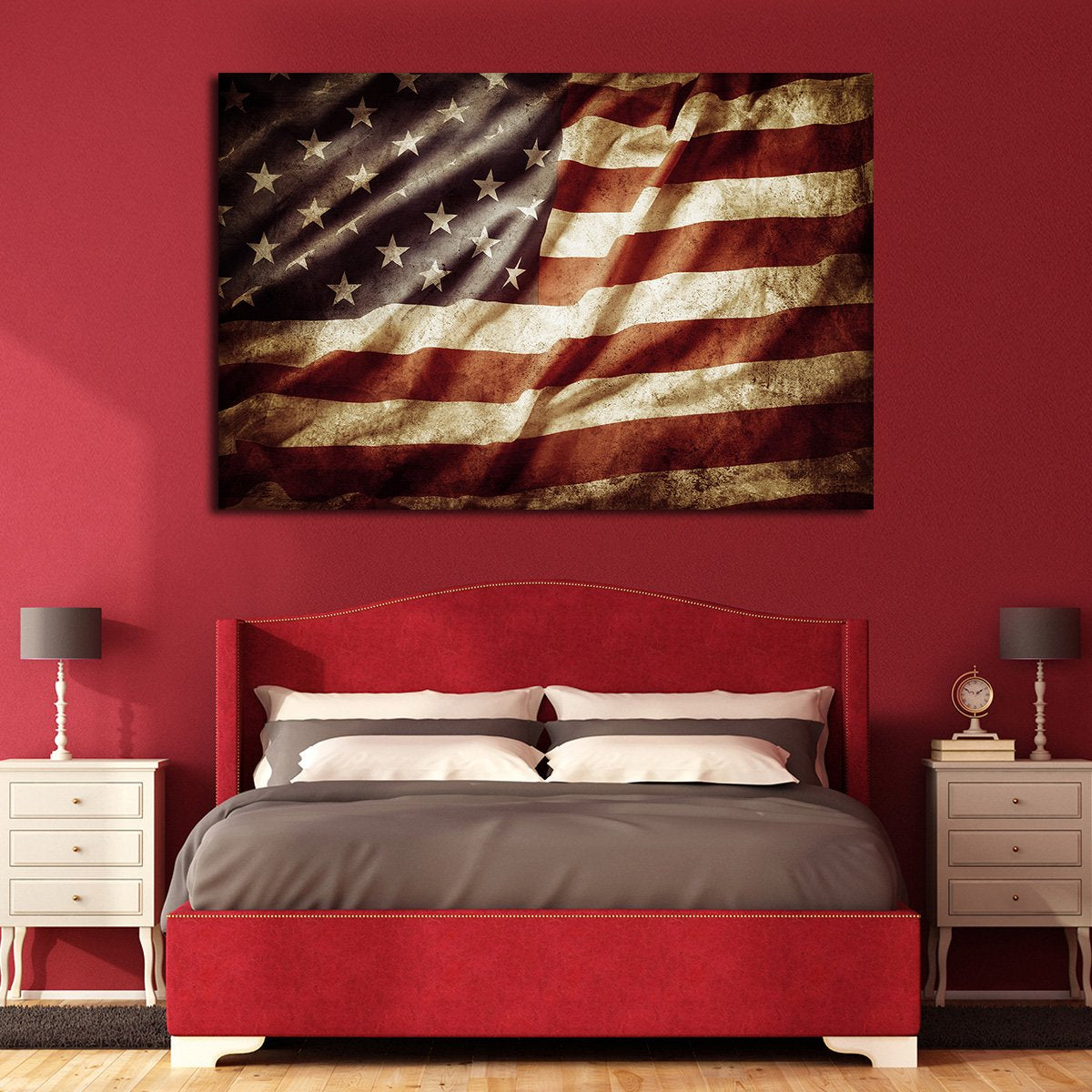 Worn American Flag Multi Panel Canvas Wall Art