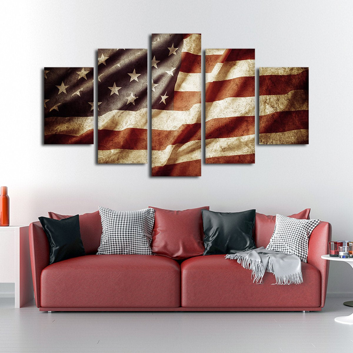 Worn American Flag Multi Panel Canvas Wall Art